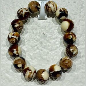 Brown and Cream Beaded Bracelet